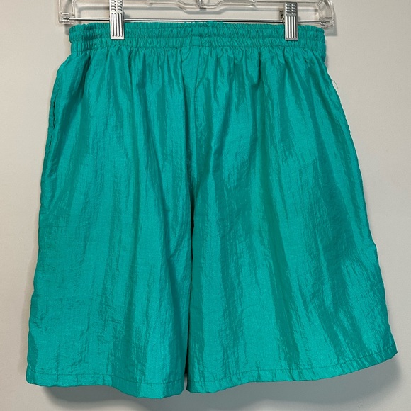 Vintage 90s Create Havoc Teal Nylon Shorts Size Small - Picture 2 of 3